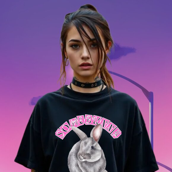 Somebunny Loves Me T-shirt Rabbit Lovers Tee Adult Easter bunny gift - Picture 1 of 8